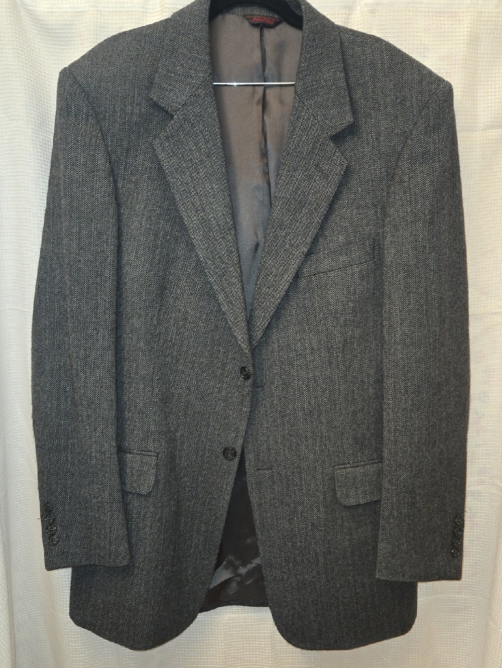 Stuart Hughes Gray Herringbone Sport Coat 50% Lambswool Tailored Blazer